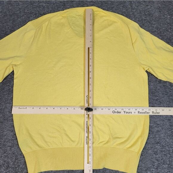Vtg 90's Polo Ralph Lauren Men's Sweater Size M Yellow Cashmere V-Neck Pony Less - Picture 5 of 8